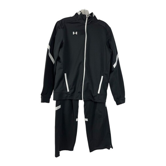 Under Armour Pants - UNDER ARMOUR Women TRACK JACKET Sz Medium Pants Sz Large BLACK CASUAL RETRO